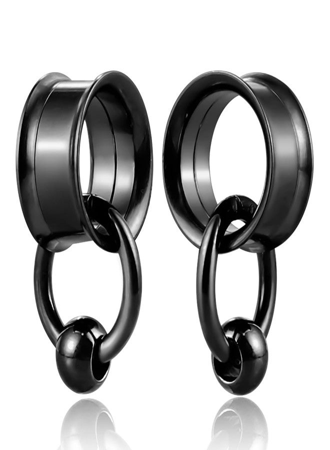 Earblity 1 Pair Basic gauges+1 rings+1 balls 00g/ 10mm Ear Tunnels Plugs 316 Stainless Steel Black Ear Gauges Weight Saddle Plugs Hypoallergenic expander Piercing Body Jewelry - Image 1